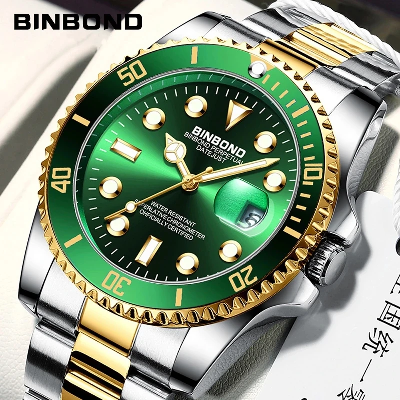 

2023 New Watches Fashion Brand Luxury Wristwatches Casual Lovers Quartz Mens BINBOND B920 Watch Waterproof Relogio Masculino