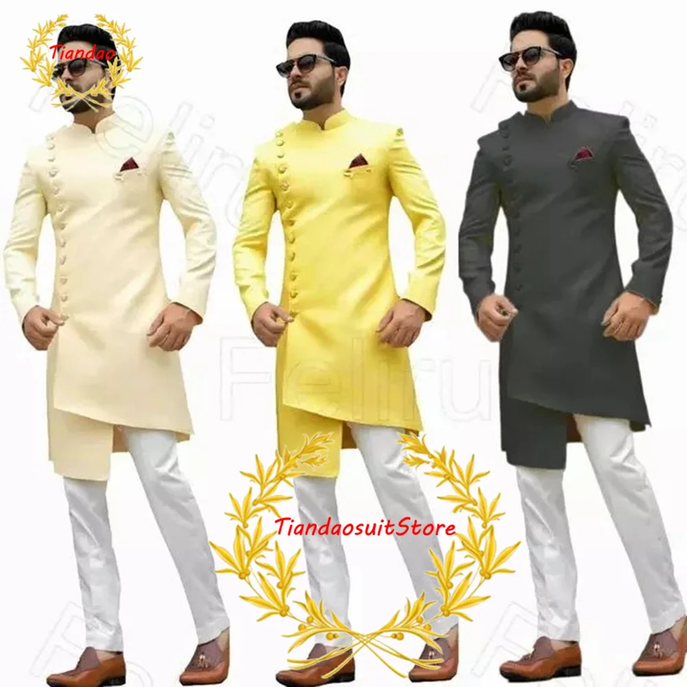 

Indian Style Men's Suit 2 Piece Wedding Groom Tuxedo 2022 New Fashion Blazer Pants Formal Jacket Set أطقم بليزر