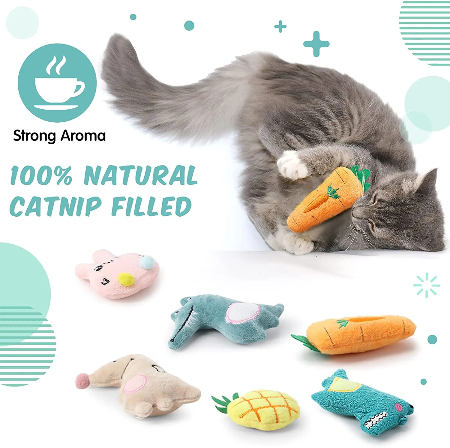 

Cat Chew Plush Toys with Catnip Cute Kitty Catnip Toys Kitten Pillows Entertainment Interactive Cat Toy Easter Pet Supplies Gift