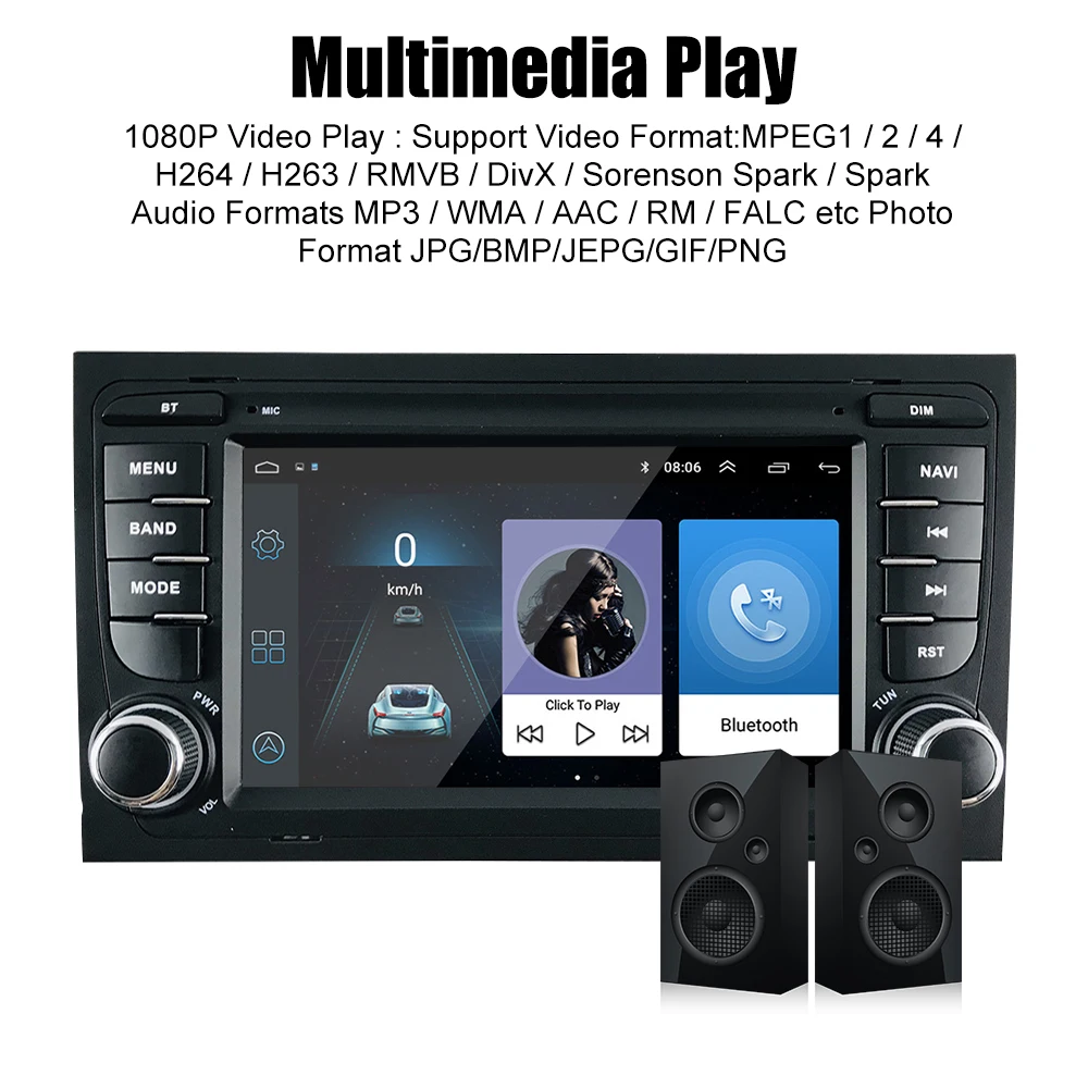 MP5-плеер 2 Din GPS Bluetooth WiFi FM-приемник 7 дюймов для Audi A4 B6/B7 S4 RS4 Android 10 автомобильный