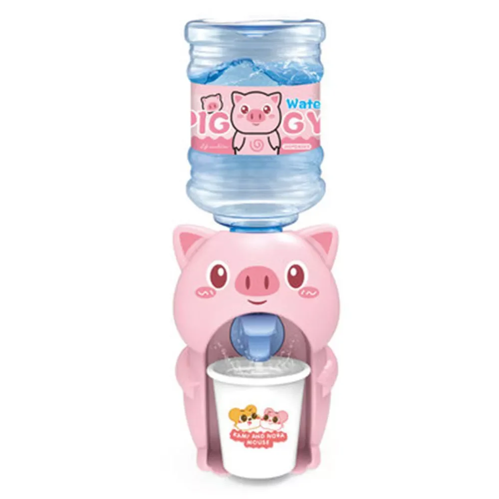 

Mini Water Dispenser for Children Kids Gift Cute Cold/Warm Water Juice Milk Drinking Fountain Simulation Cartoon Pig Kitchen Toy