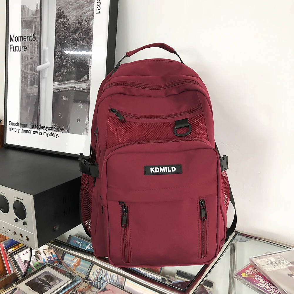 

Student Backpack Large Capacity Women School Book Bags Nylon Fashion Simple Portable Lovely Multi Pocket for Teenage Girls