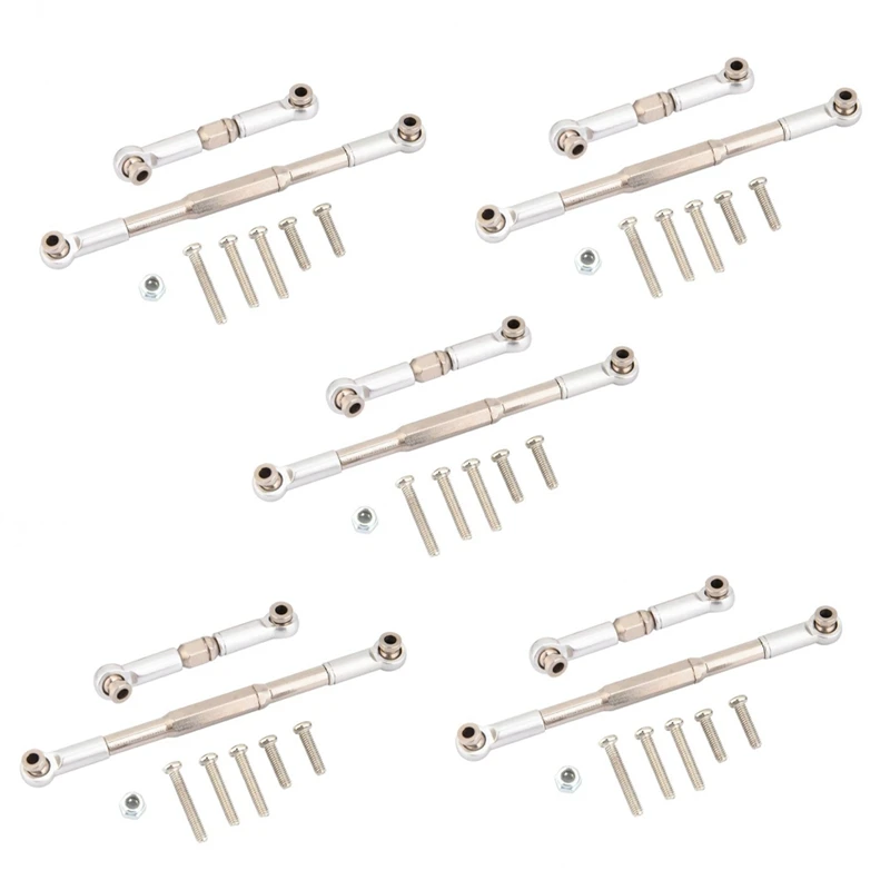 

5X RC Steering Rod CNC Machining Steering Linkage Rod Set For WPL 1608T RC Truck RC Steering Linkage Set,Grey