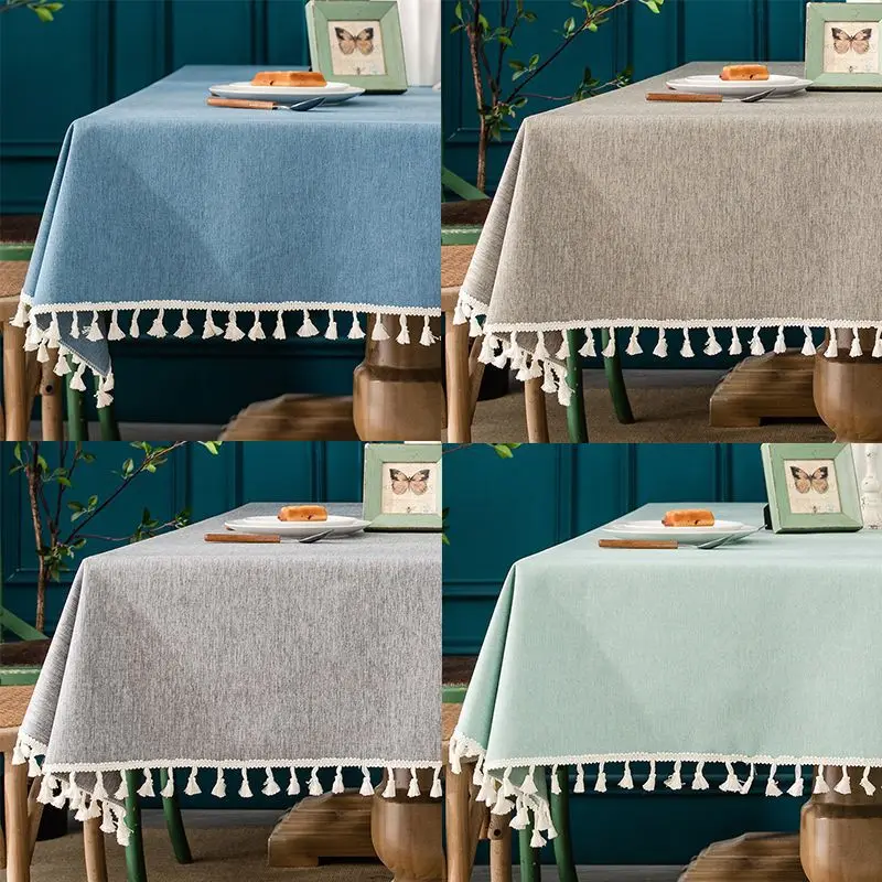

Cotton and linen pure color northern plain waterproof and oil disposable table cloth rectangle_Ling284