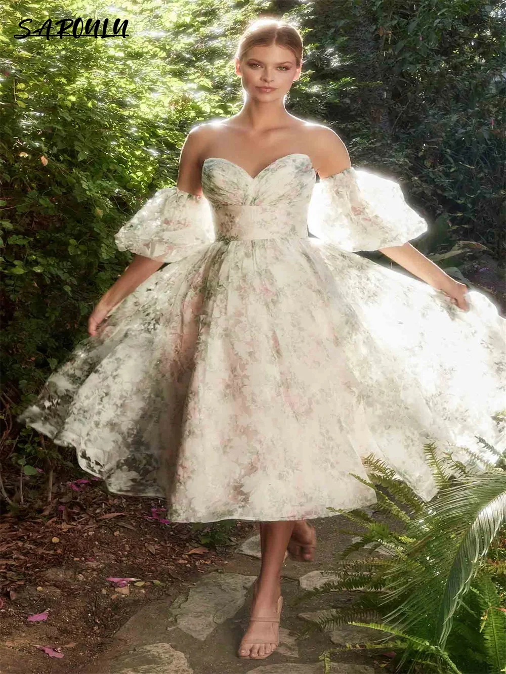 

Pastrol Detachable Sleeve Appliques Evening Dress Beach Strapless Cocktail Party Gown Bohemian Vestidos De Novia