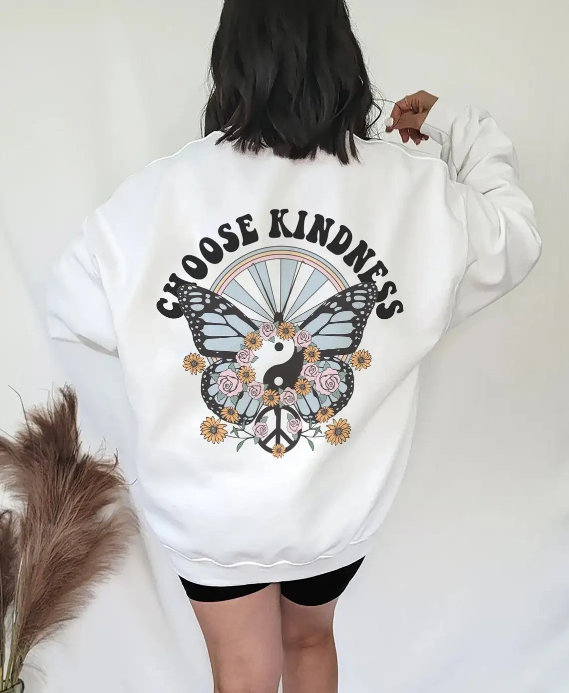 colored choose kindness sweatshirt retro women long sleeve inspirational Positive pullovers