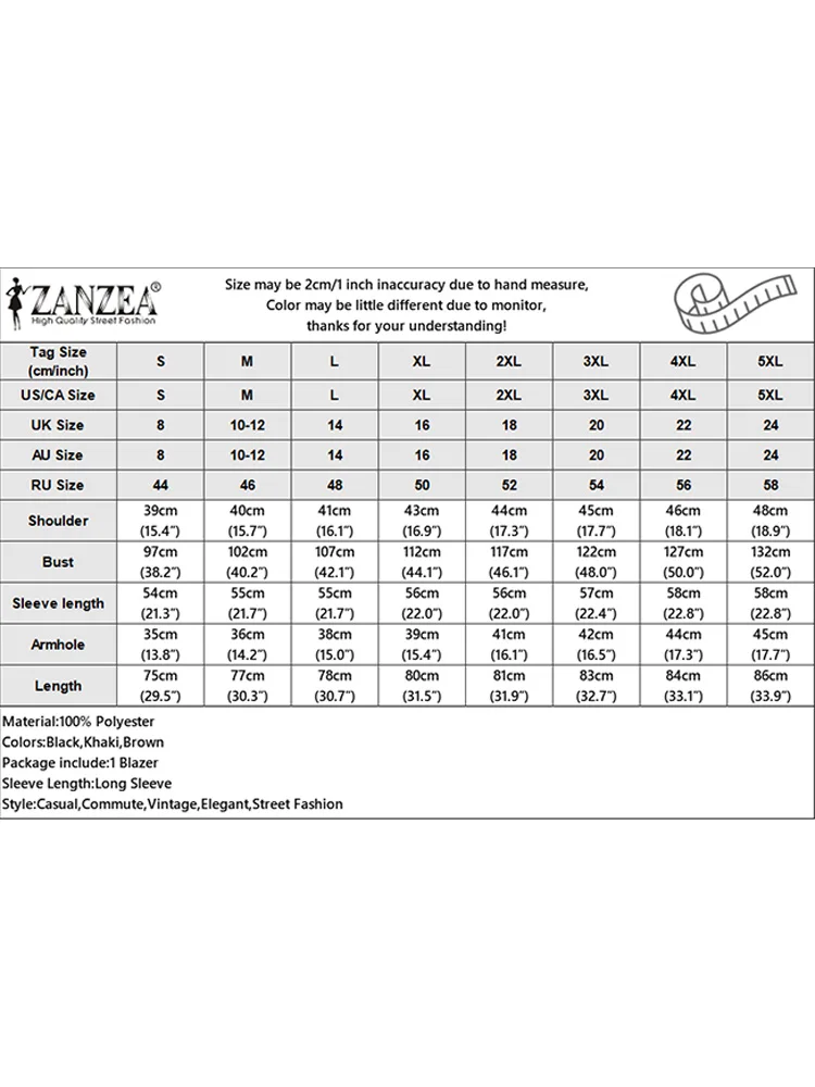 ZANZEA женский пиджак OL модные офисные пальто с длинными рукавами элегантная