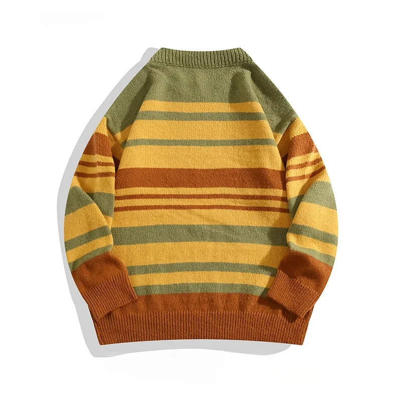 Мужские и женские Полосатые свитера контрастных цветов Осень-зима национальный