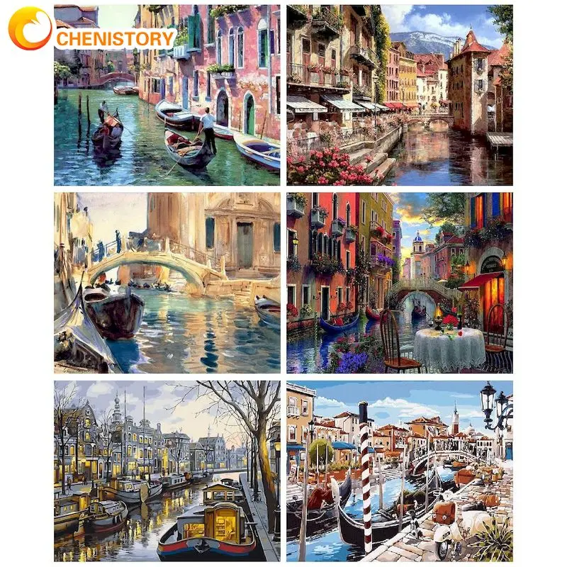 

CHENISTORY 60x75cm Paint By Numbers Original Gifts Coloring By Numbers Town Number Painting For Adults Home Decor