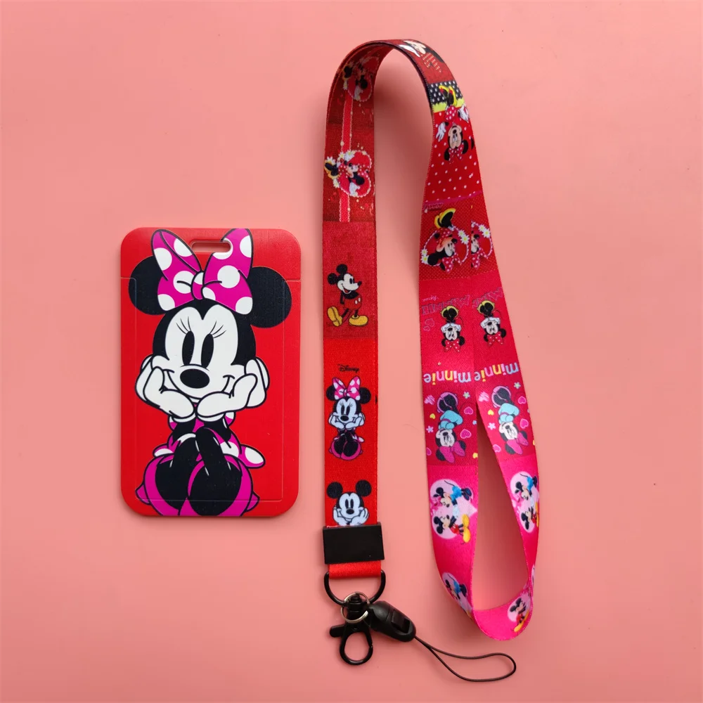 

Disney Minnie Red Identification Card Case Cute Badge Holder Neck Business Hanging Card Holder Cards Protector