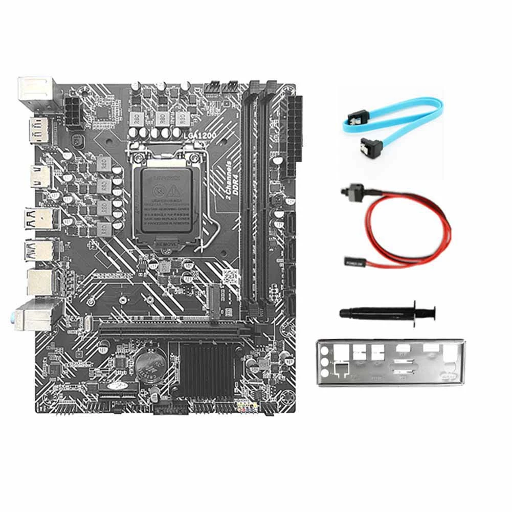 

Игровая материнская плата H510 + кабель SATA + перегородка + термопаста LGA1200 DDR4 Gigabit LAN PCIE 16X для процессора I3 I5 10/11 серии