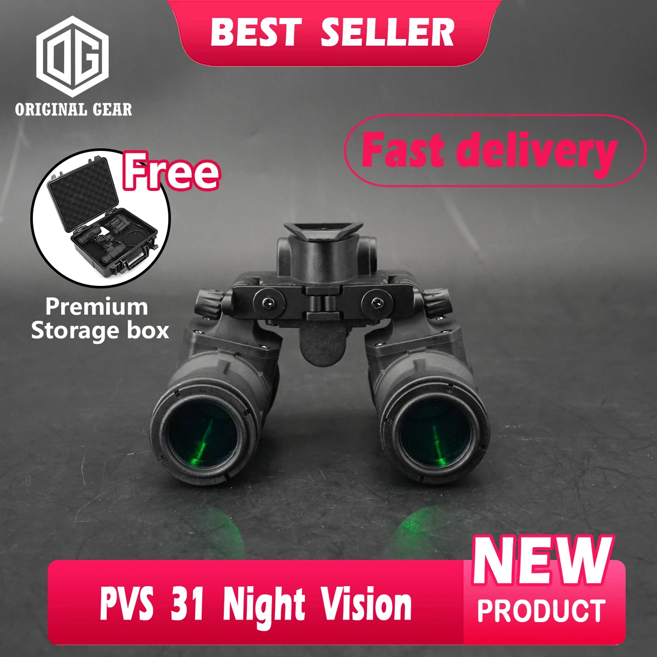 PVS31 Night Vision Model Tactical Arrow Dynamic Helmet Accessories Goggle Dummy Model with Light Function for Military Fan