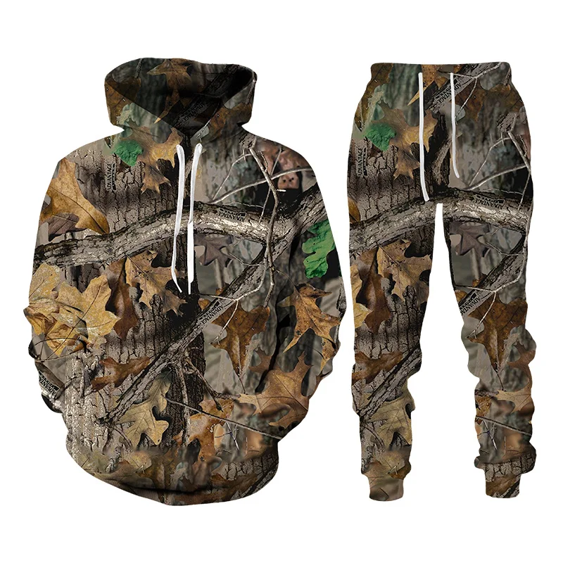 

Trees and Leaves 3d Printed Camouflage Hoodie and Pants Suit Casual Sweatshirts Men's Tracksuit Unisex Outoor Fashion Sportswear