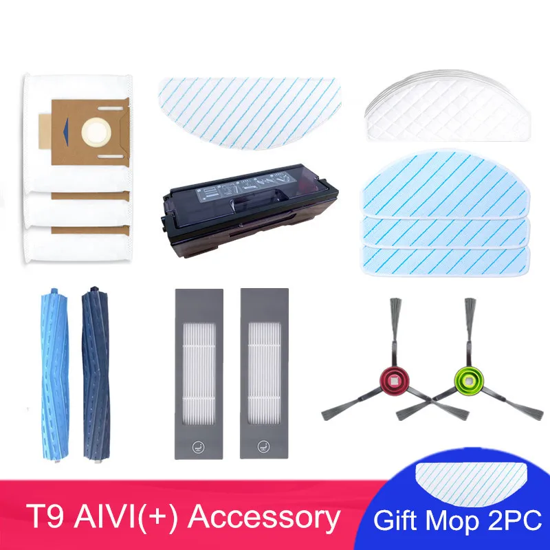 

Cleaner Accessory Optional for ECOVACS T9AIVI Rubber Roller Main Brush HEPA Filter Side Brush Mop Cloth Charger Dustbin Dustbag
