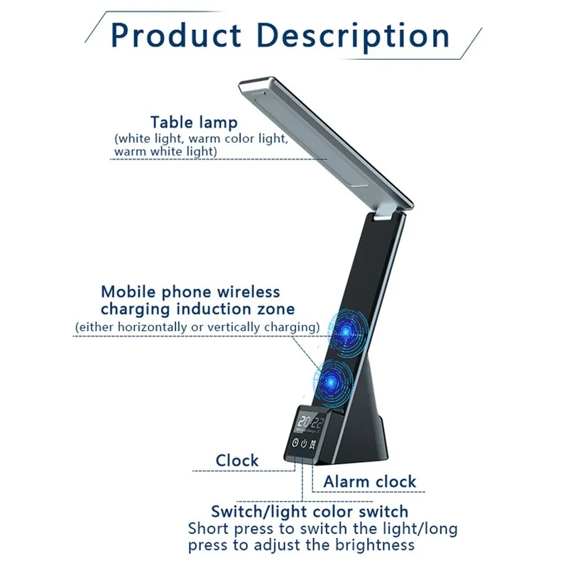 5in1 alarm clock wireless charger stand for iphone 13 12 11 pro max table lamp 15w fast charging station for apple watch airpods free global shipping