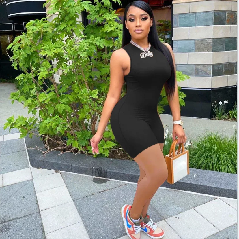 

Ladies Sports Jumpsuit New 2022 Summer Fashion Solid Color Sleeveless Vest Bodysuit Shorts Casual Sexy Jump Suits for Women