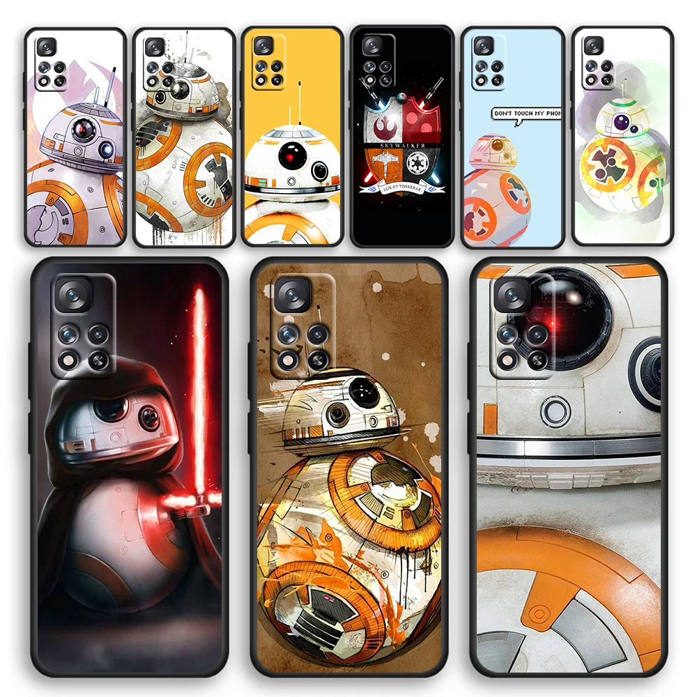 

Star Wars bb8 Robot Soft Black Phone Case For Xiaomi Redmi Note 11 11T 10 Pro 10S 9 9S 9T 8 8T 7 4G 5G Cover Shell Coque Capa