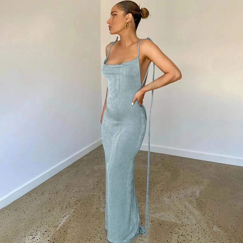 Summer Backless Maxi Dress Elegant Party Dresses For Women 2022 Luxury Chic Woman Long Evening Dresses Wedding Cocktail