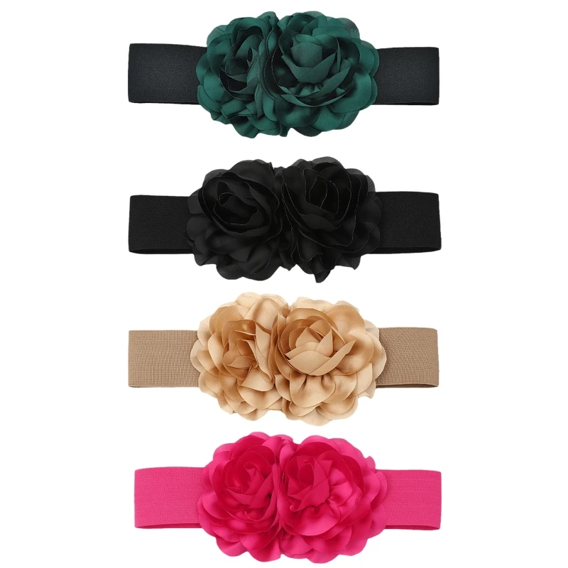 

Flower Elastic Belt Corset Dress Decorative Belt Stretchy Belt For Dresses Coat Female Luxury Belt Shaping Girdle T8NB