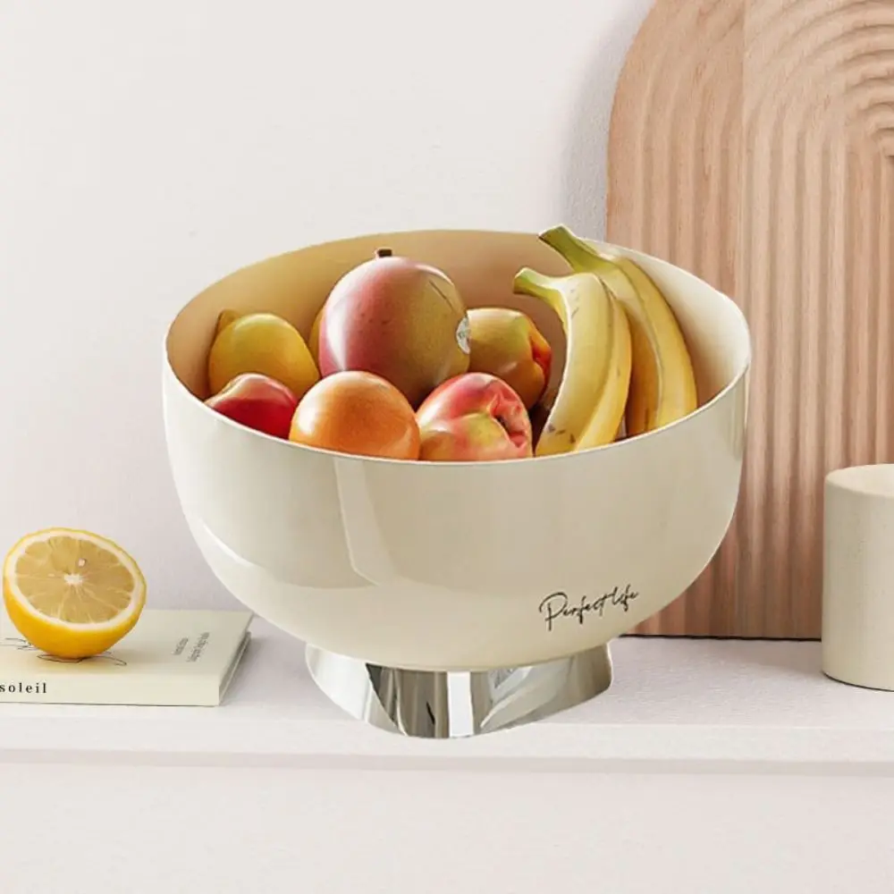 Практичный пластиковый поднос для фруктов бежевый съемный закусок большая