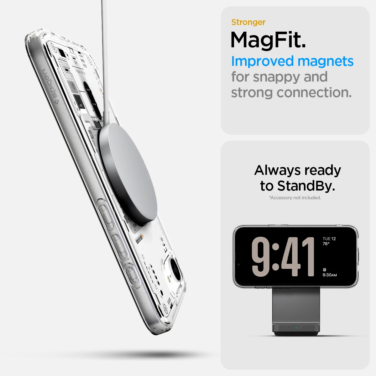 Чехол Spigen Ultra Hybrid MagFit Neo One MagSafe для iPhone 16e (2025) — прозрачный технический дизайн