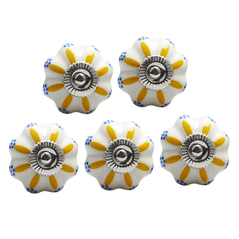 

Ceramic Painted Cupboard Knobs Floral Decorative Drawer Knobs Vintage Style Wardrobe Dresser Furniture Handle