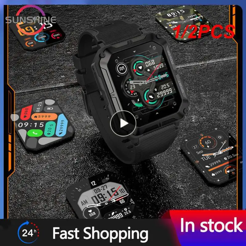 

1/2PCS Newest Smart Watch C20 1.83 Inch Men Music BT Call Outdoor Sports Fitness Tracker Heart Rate Blood Pressure