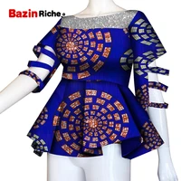 african blouses for women o neck with appliques ankara style short sleeve summer tops casual tees ruffles plus size wy571