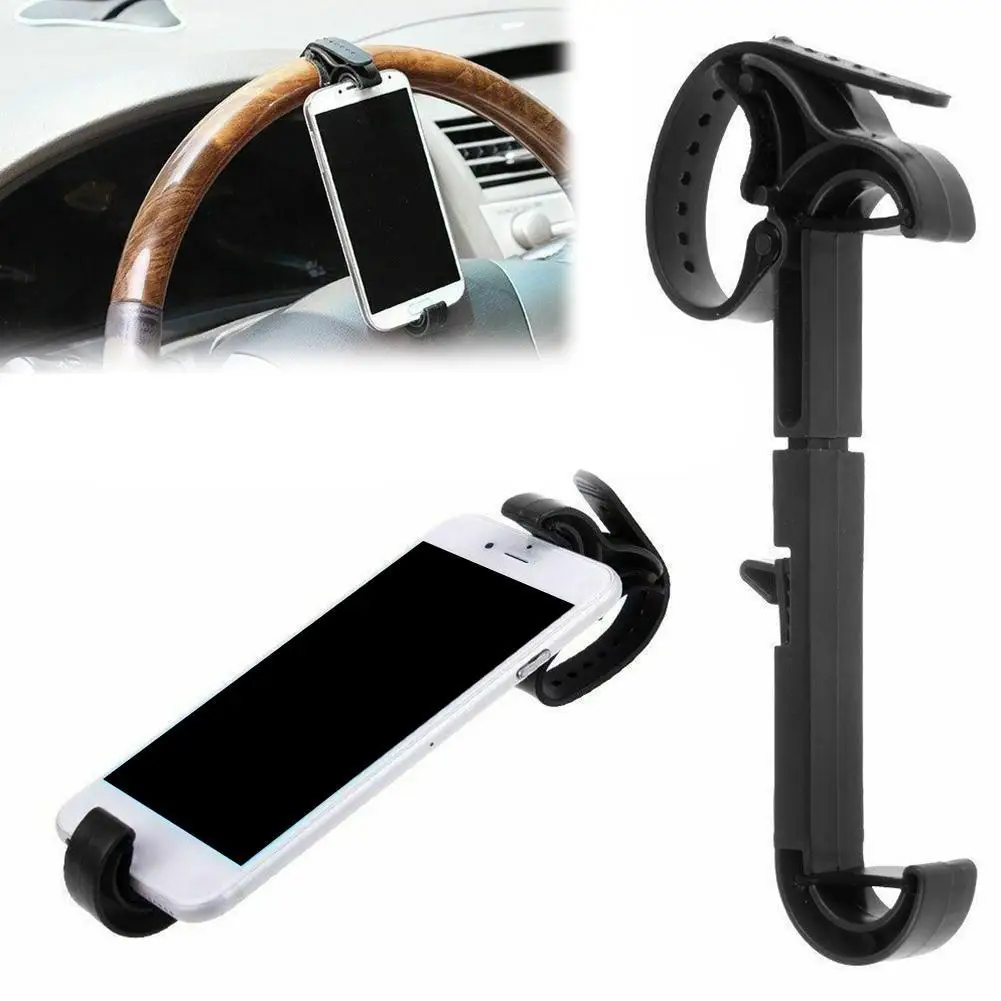 Car Steering Wheel Phone Clip Mount Holder multifunction Universal Bike Auto interior GPS part Bracket for iPhone Samsung