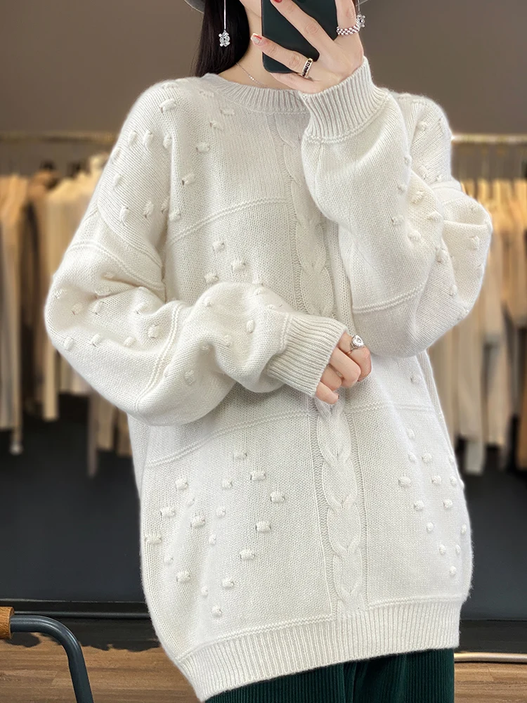 Женский свитер с длинным рукавом свободный кашемировый пуловер из 100%