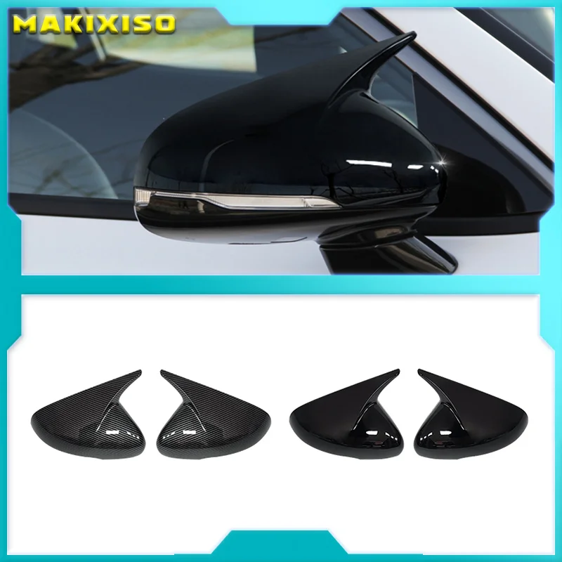 

For KIA Stinger 2018-2022 Auto Car Body Side Door Rearview Mirror Cover Sticker Trim ABS Carbon Fiber Style Gloss Black