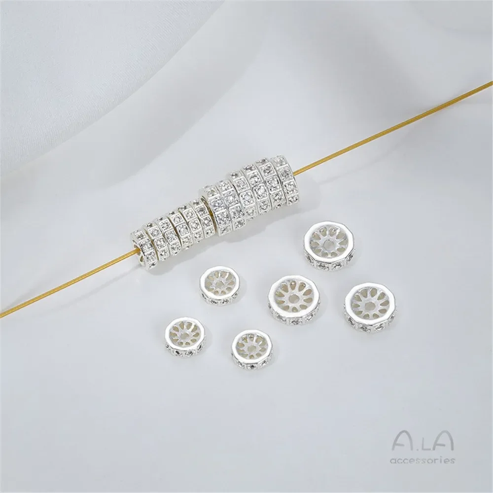 14-каратное золото яркое серебро инкрустированный цирконом круглая прокладка в