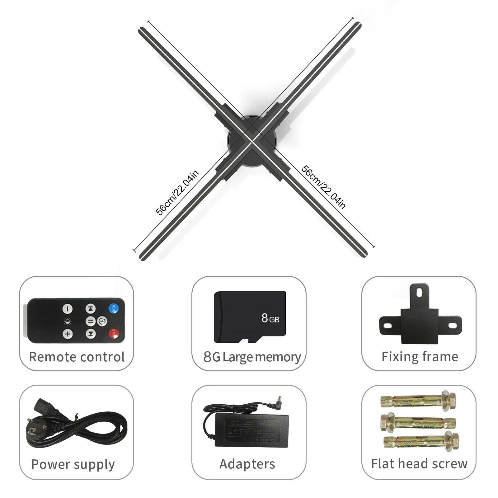 56 см 3D вентилятор 672 светодиодный голографический проектор лампа поддержка