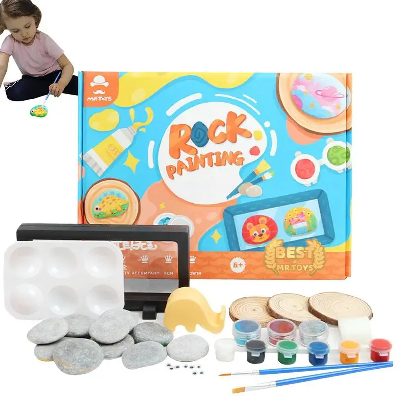 

Rock Painting Kits Childrens Art Rock Painting Kits Educational Children's Rock Art Kit With Stones Brushes Palette Glitter For