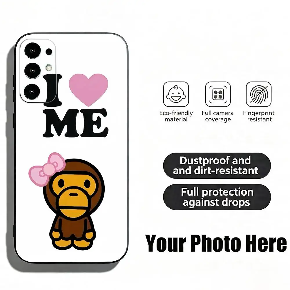 Фото Чехол для телефона Streetwear Monkey Bape, черный, силиконовый, мягкий, для Samsung S25, S24, S21, S22, S23, S30, Ultra, S20, Plus, Fe, Lite №4