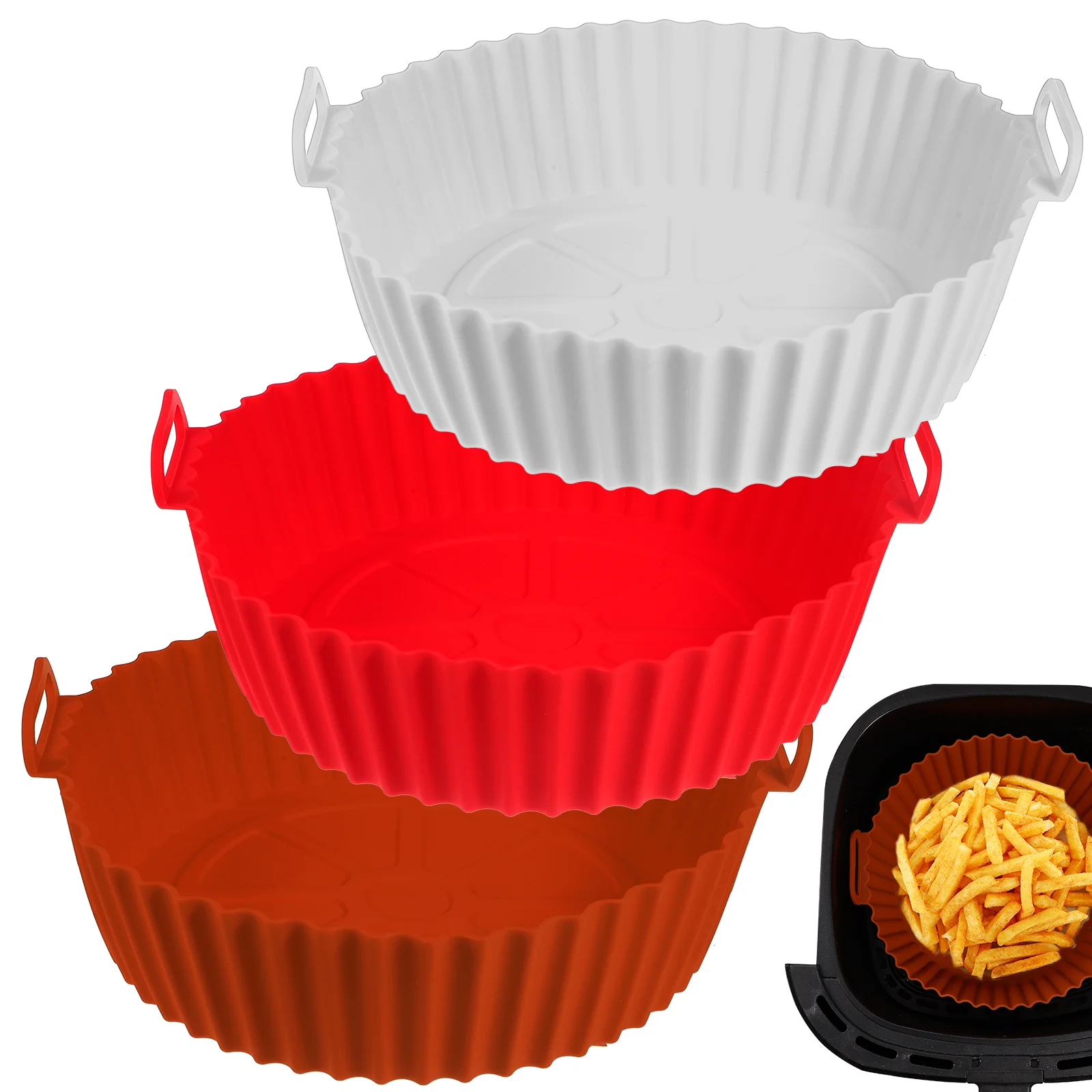 

3pcs Bakery Reusable Air Fryer Pot Air Fryer Inner Pot Airfryer Cover Air Fryer Tray Air Fryer Mat