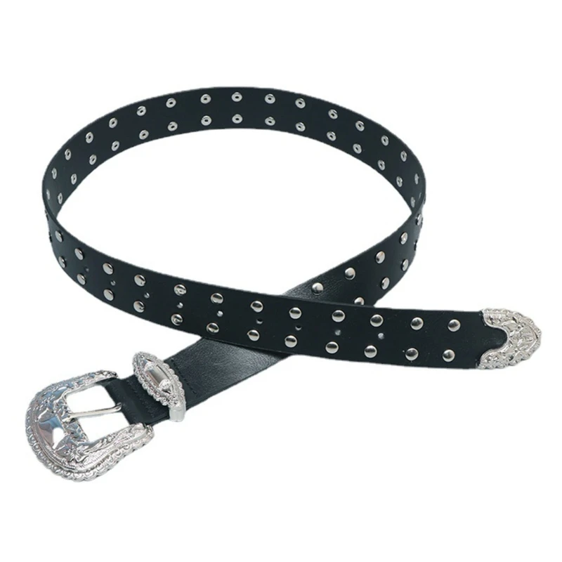 

Black Studded Belt Women Leather Belt Buckle Belt Vintage Western Belt Cowgirl