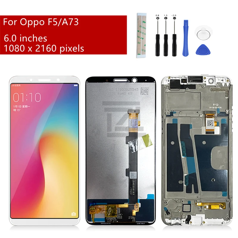 Для OPPO F5 Дисплей LCD кодирующий преобразователь сенсорного экрана в сборе для A73 lcd