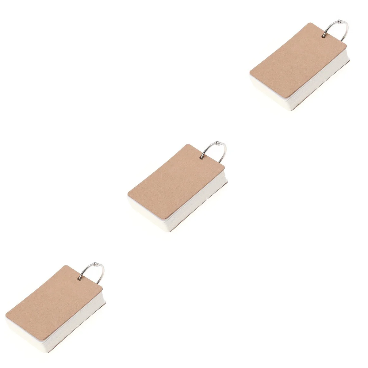 

3pcs 300 Pages Binder Ring Easy Flash Kraft Paper Study Cards Bookmark DIY Greeting Index (White)