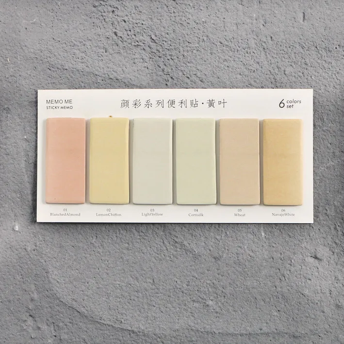 

120 шт./партия, прямоугольные блокноты для записей, 6 цветов