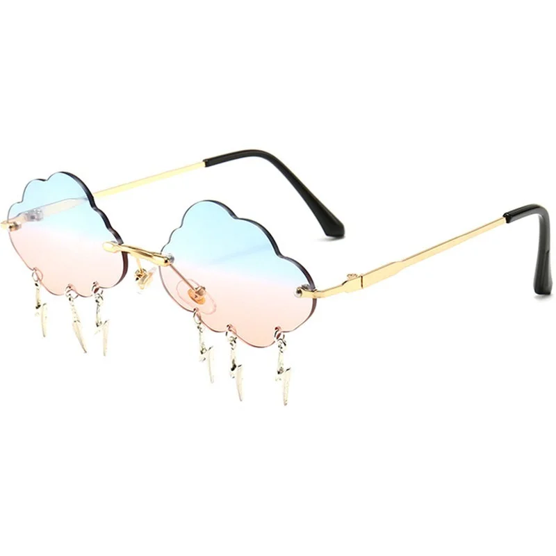Модные солнцезащитные очки UV400 с кисточками модные без оправы в стиле ретро