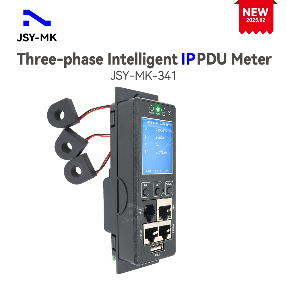Фото JSY-MK-341 Трехфазный интеллектуальный IP-измеритель PDU с 3*63A 3*220V Ethernet RS485 Порты температуры и влажности №1