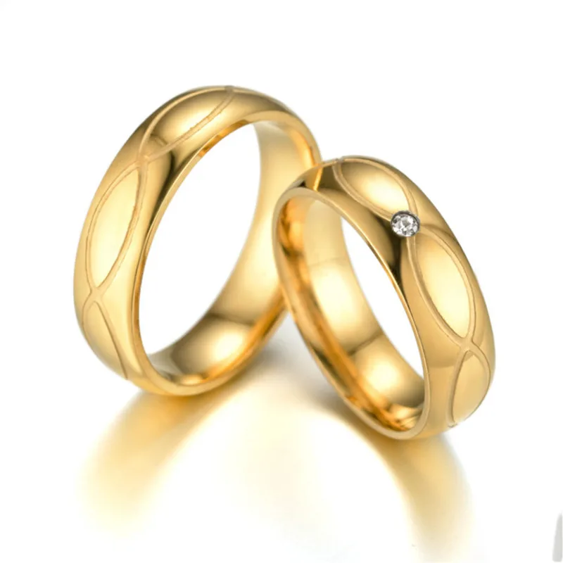 

Jewelry Luxury Fashion Gold Titanium Steel Creative Stainless Steel Diamond Women Ring Bridal Wedding Rings for Girls
