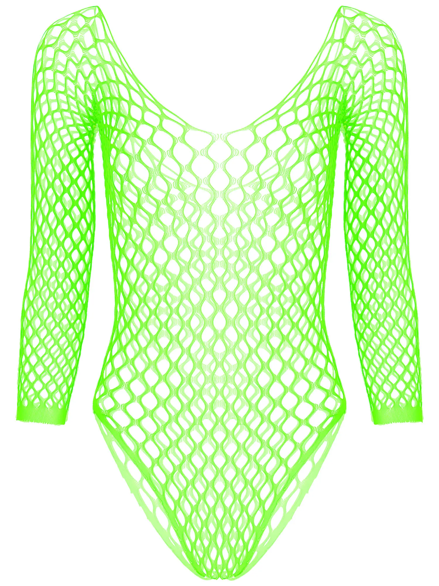 

Сетчатое боди Женский, сверхтонкий, с глубоким вырезом, длинным рукавом