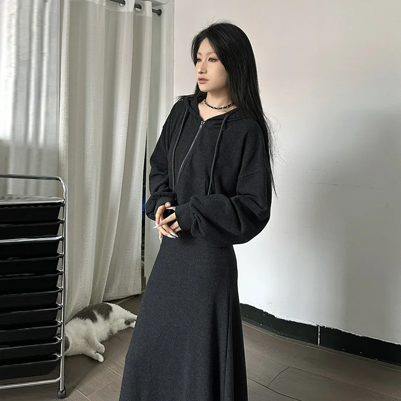 

Lygens Double-Sided Velvet Zipper Up Long Sleeve Tops Coats With Hat Casual Y2K Winter New Wholesale Sporty Women Clothing