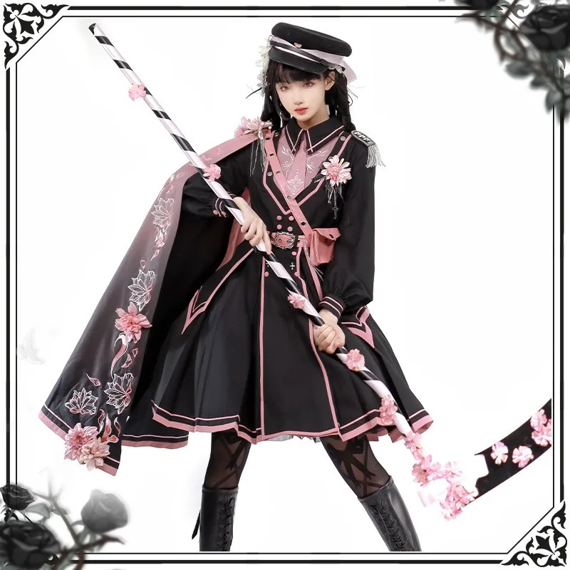 Винтажное готическое платье в стиле Лолиты женское темно-розовое плащ пальто