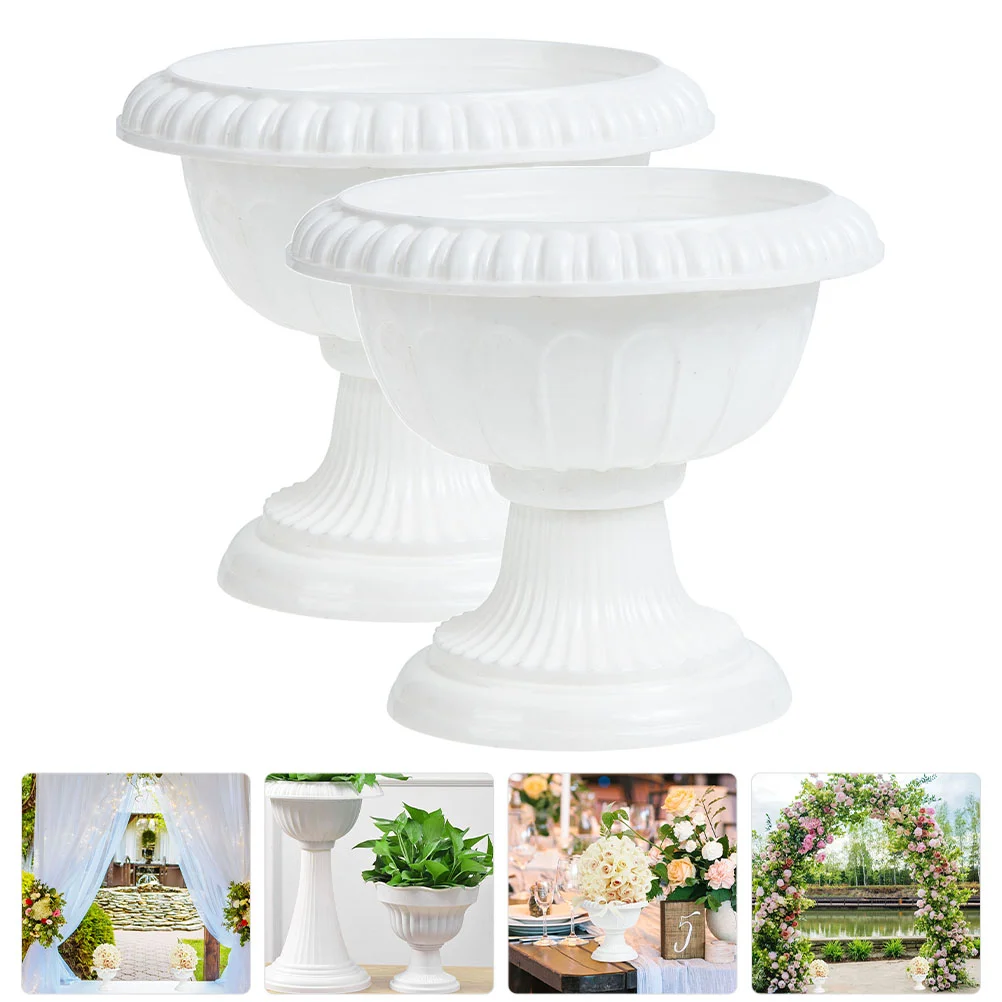 

2 Pcs Delicate Planter Roman Flower Pots Vintage Home Decor Romantic Style Plastic Decorative Flowerpot