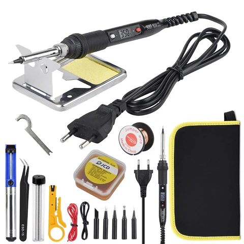 Souderie électrique 80W Kit de fer Température Réglable 220V 110V Outils de soudage Set Soldering Flux Soudering Tips Rework Station