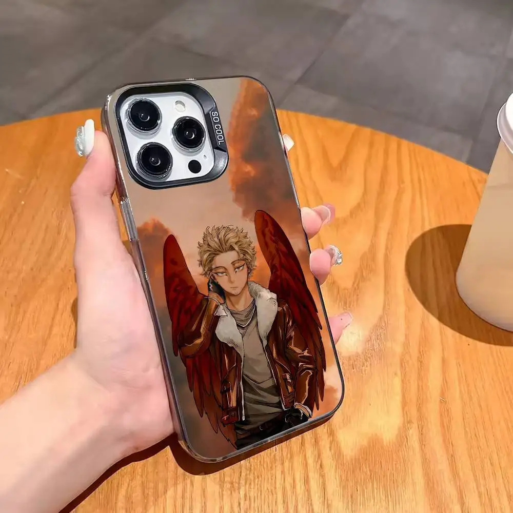 Фото Чехол для телефона Anime MHA Hawks BNHA для iPhone 17, 16, 15, 14, 13, 12, 11, Pro, MAX, белый матовый, противоударный №3