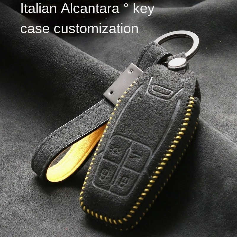 

For Ferrari 488 Roma 812 F8 Sf90 Portofino Customized High-end Alcantara Suede Key Chains Key Case Car Accessories